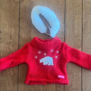 American Girl Sweater and Fur collar/headband Set